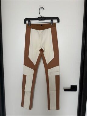 BCBGMaxAzria Two-Tone Brown and Cream Panel Chinos